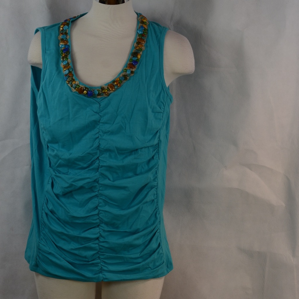 Spanner Turquoise beaded  top XL #B119